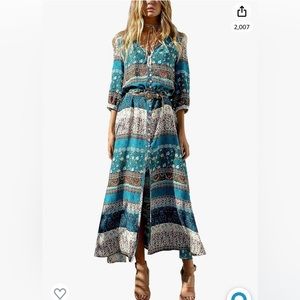 Boho Maxi Button Down Dress